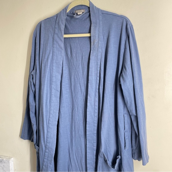 Coyuchi Organic Cotton Long Robe Light Blue size XS/S - Picture 8 of 13